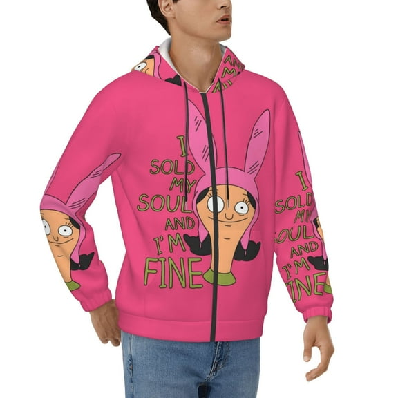 Unisex Bob's Burgers Louise Zip Up Hoodie With Pocket Graphic Pullover Hooded Sweatshirt Long Sleeve Teens Jacket