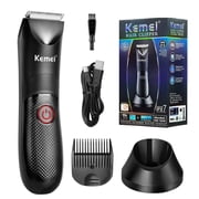 Unisex Body Hair Trimmer & Electric Shaver - Kemei KM-1838 Waterproof Clipper with Ceramic Blade for Mens Groin & Body Grooming, and Womens Bikini Area & Underarms, Wet/Dry Use
