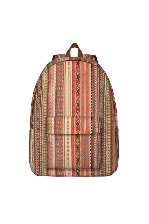 Unisex Bohemian Boho Backpack, Chic Print Zipper Bag with Front Pocket, Durable Rucksack for School College Work Travel, Wonderful Gift