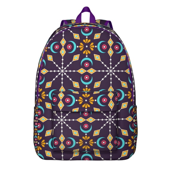 Unisex Bohemian Print Bag, Chic Vintage Zipper Backpack with Front Pocket, Lightweight Rucksack for School University Work Commute, Wonderful Gift