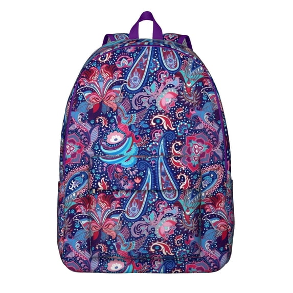 Unisex Bohemian Print Bag, Chic Vintage Zipper Backpack with Front Pocket, Lightweight Rucksack for School University Work Commute, Wonderful Gift