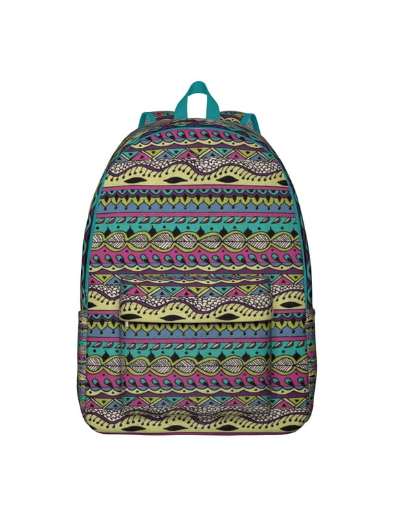 Unisex Bohemian Print Daypack, Vintage Boho Rucksack with Front Pocket, Lightweight Backpack for School University Work Commute, Excellent Gift Choice