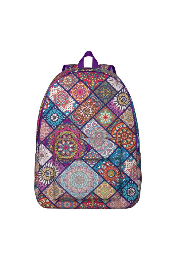 Unisex Bohemian Rucksack Bag, Chic Vintage Backpack with Front Pocket, Durable Lightweight Daypack for School College Work Travel, Wonderful Gift