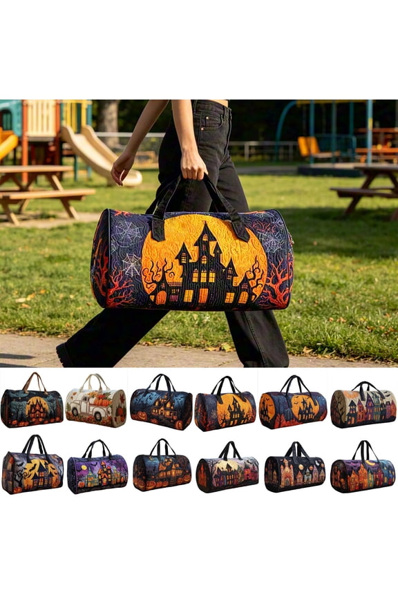 Unisex Boho Quilted Weekender Bag, Large Hippie Van Quilted Duffle Bag, Free-Spirited, Ready to Wander, Carry-On Luggage for Gym, Yoga, Weekend Trips