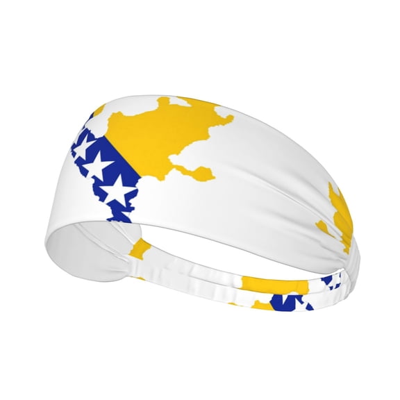 Unisex Bosnian Flag Map Sweatband Sports Headband For Running Cycling Yoga Workout Stretchy Hairband
