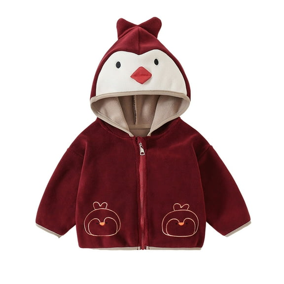 Unisex Boys Girls Fleece Hoodie Sherpa Lined Jacket Zip Up Hooded Sweatshirt Winter Outerwear for Kids Red 6-7Years
