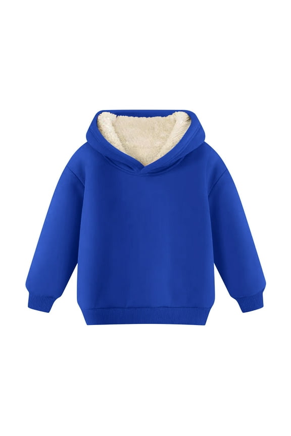 Unisex Boys Girls Fleece Lined Sherpa Hoodie Toddler Warm Winter Hoodies Pullover Hooded Sweatshirt