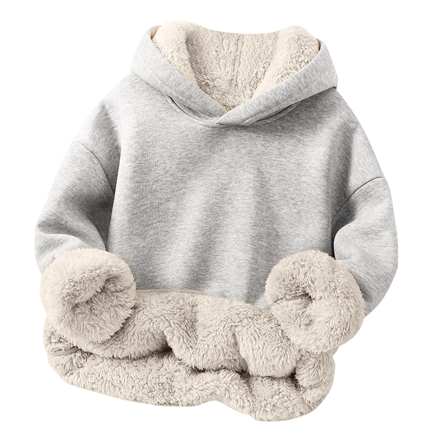 Unisex Boys Girls Fleece Lined Sherpa Hoodie Toddler Warm Winter