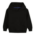 thumbnail image 1 of Unisex Boys Girls Lightweight Sweatshirt Drawstring Hoodies Kids Baby Solid Color Long Sleeve Hooded Sweatshirt Casual Fashion Top with Pocket 5-6 Years Black, 1 of 5