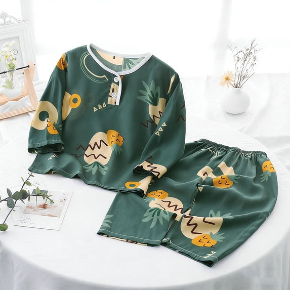 Unisex Boys Girls Summer Outfits Clothes Set Kids Short Sleeve Top and Wide Leg Pants Set Tween 2 Piece Outfits Tracksuit Green B 12-13 Years