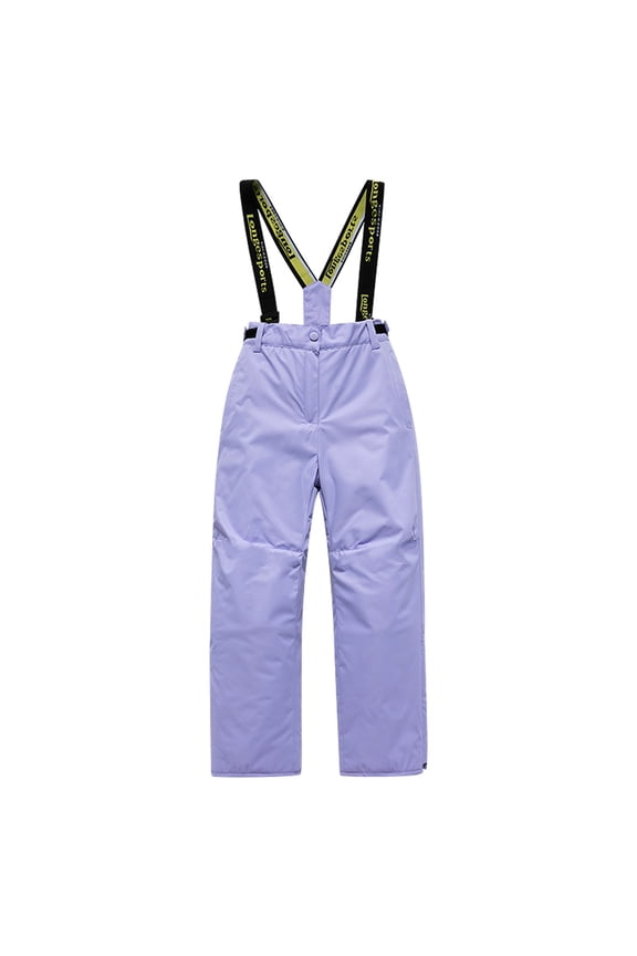 Unisex Boys Girls Thickened Waterproof Ski Bibs - Ski Overalls Snowboard Jumpsuit Adjustable Shoulder Straps, Reinforced Knees for Skiing/Snowboarding/Winter Outdoor Sports (Purple 10)