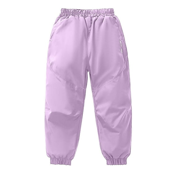 Unisex Boys Girls Winter Warm Fleece Sherpa Lined Sweatpants Jogger Sports Pants Purple 4-5 Years