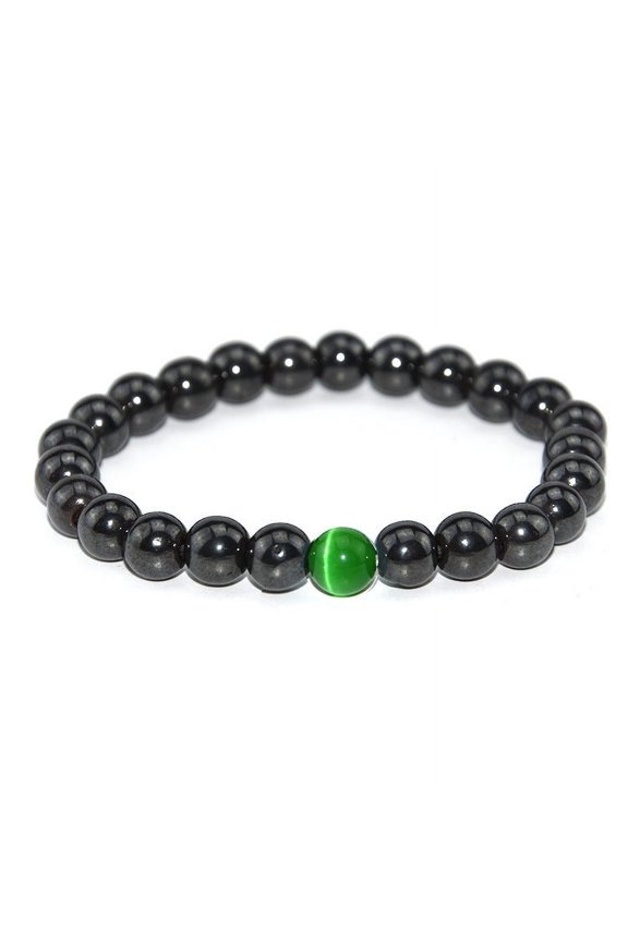 Unisex Braided Leather Bracelet Handmade Rope Bracelet with Magnetic Clasp Black Opal Inlay Geometric Design European American Jewelry Bracelet