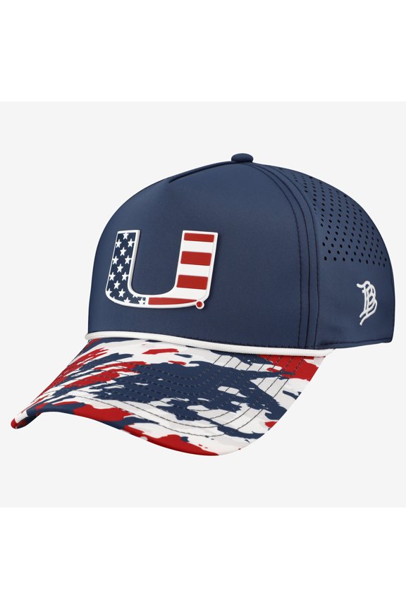 Unisex Branded Bills Navy Miami Hurricanes Stars & Stripes Rope Adjustable Hat