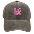 thumbnail image 1 of Unisex Cancer Awareness Hat - Embroidered Pink Ribbon Adjustable Baseball Cap, Casual and Versatile Outdoor Sports Hats Hop Hat Letters Gifts(Coffee), 1 of 4