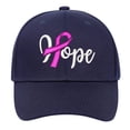 thumbnail image 1 of Unisex Breast Cancer Awareness Hope Letter Embroidery Duck Tongue Cap Casual Curved Brim Hat Navy, 1 of 4