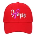 thumbnail image 1 of Unisex Breast Cancer Awareness Hope Letter Embroidery Duck Tongue Cap Casual Curved Brim Hat Red, 1 of 4