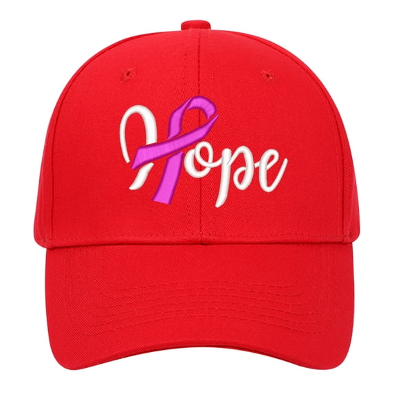 Unisex Breast Cancer Awareness Hope Letter Embroidery Duck Tongue Cap Casual Curved Brim Hat Red