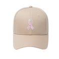 thumbnail image 1 of Unisex Breast Cancer Awareness Ribbon Print Cotton Baseball Cap Duck Tongue Hat Sun Protection Khaki, 1 of 4