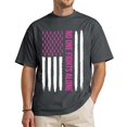 thumbnail image 1 of Unisex Breast Cancer Awareness Shirt – No One Fights Alone – Pink Ribbon American Flag Support Tee – Dark Heather 3XL, 1 of 1