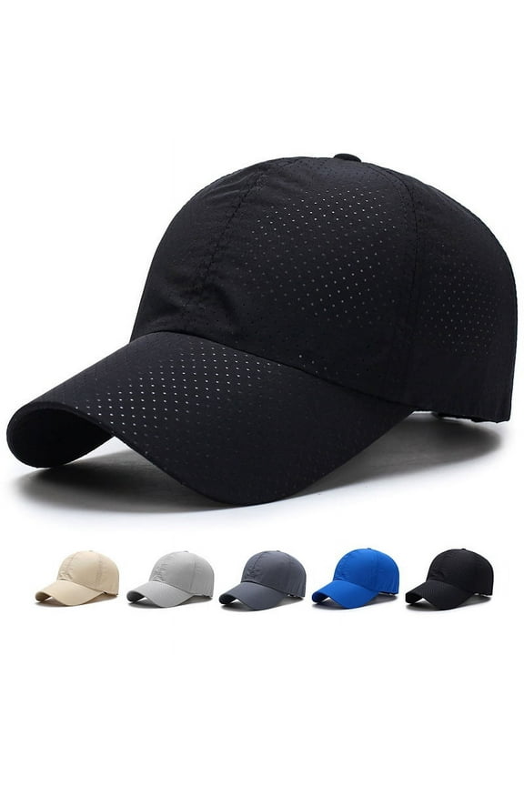 Unisex Breathable Qick Dry Top Hats for Men & Women Perforated Baseball Caps Mens Hats Dad Hat, Black