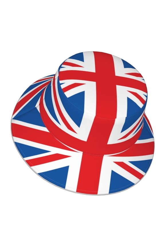 Unisex British Flag Bucket Hat Fisherman Cap Reversible Travel Sunhat With Reflective Stripe