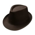 thumbnail image 1 of Unisex British Style Panama Hat, Solid Color Textured Fedora for Sun Protection, Casual Outings, and Vintage Inspired Fashion, Timeless Design for Men and Women Brown, 1 of 3