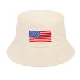 thumbnail image 1 of Unisex Bucket Hat CQXIDFH Unisex American Flag Bucket Hat, Stars And Stripes Summer Sun Shade Fisherman Cap, Casual Outdoor Travel Basin Sun Hat for Men Women, Bucket Hats (Beige, One Size), 1 of 2