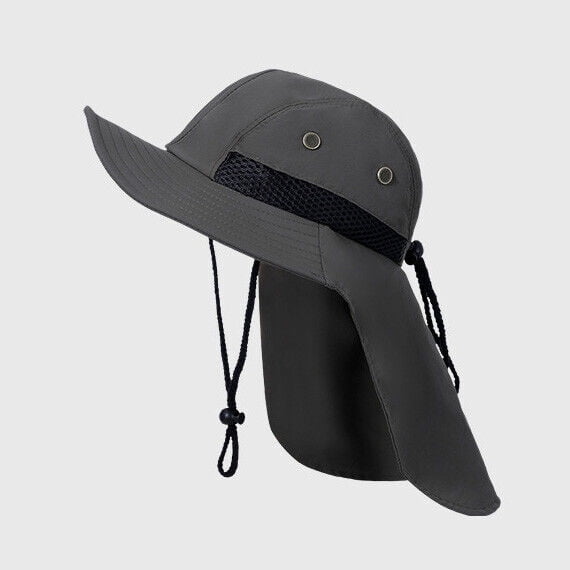 Unisex Bucket Hat Neck Cover Flap Sun Wide Brim Peaked Solid Outdoor Sun Cap