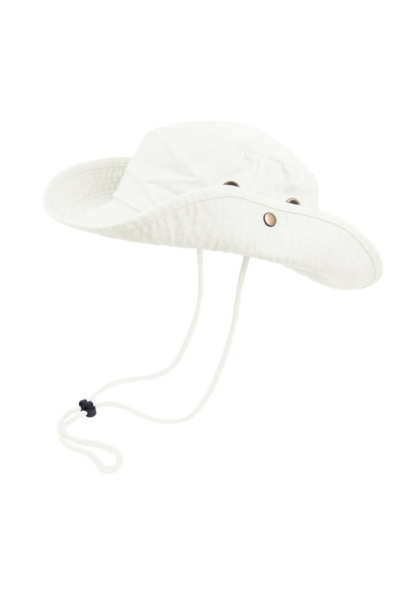 Classic Cotton Wide Brim Bucket Hat with Adjustable String Unisex Sun Hat Lightweight Outdoor Travel