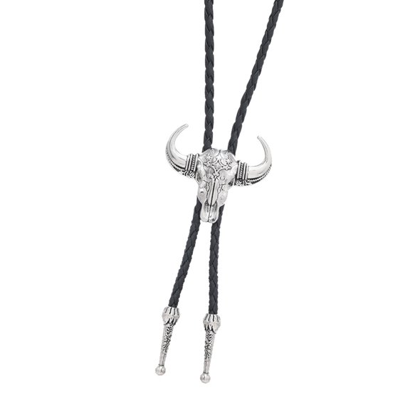 Unisex Bullhead Bolos Necklace Vintage Cowgirls Design Alloy Pendant And Practical PU Rope For Theme Event