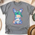 thumbnail image 1 of Unisex Bunny Graphic T-Shirt – Pastel Brushstroke with Cap Design, Graphite Heather, Size 5XL, 1 of 6
