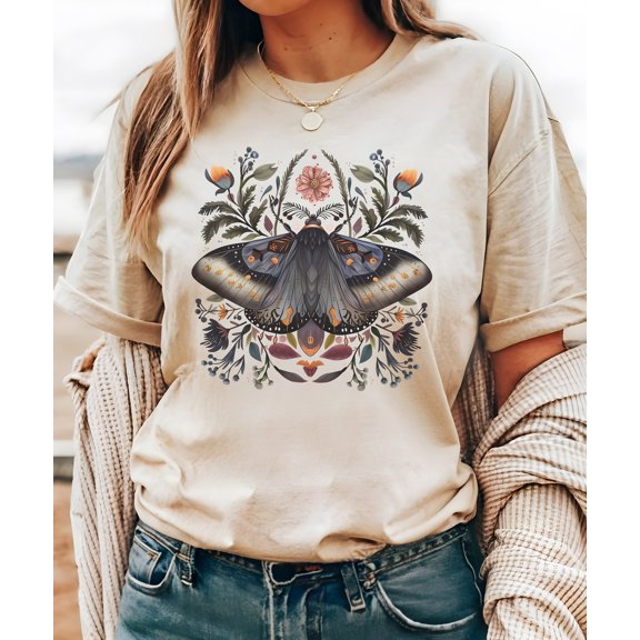Unisex Butterfly moth hoodie Shirt Boho shirt floral Schmetterling shirt goth shirt Boho clothing Cottegecore Vintage Tee Trendy shirt