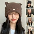 thumbnail image 1 of Unisex Cable Knit Beanie with Ear Design Soft Warm Winter Hat for All Ages Cold Weather, 1 of 4