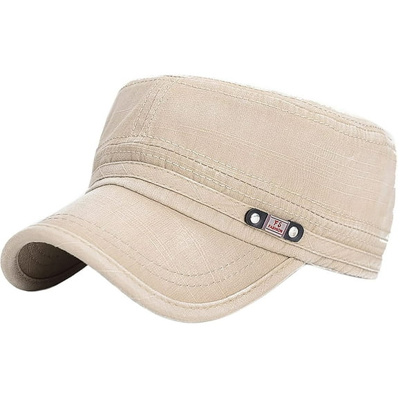 Unisex Cadet Army Cap Adjustable Flat Top Cap Washed Cotton Military Hat Baseball Cap
