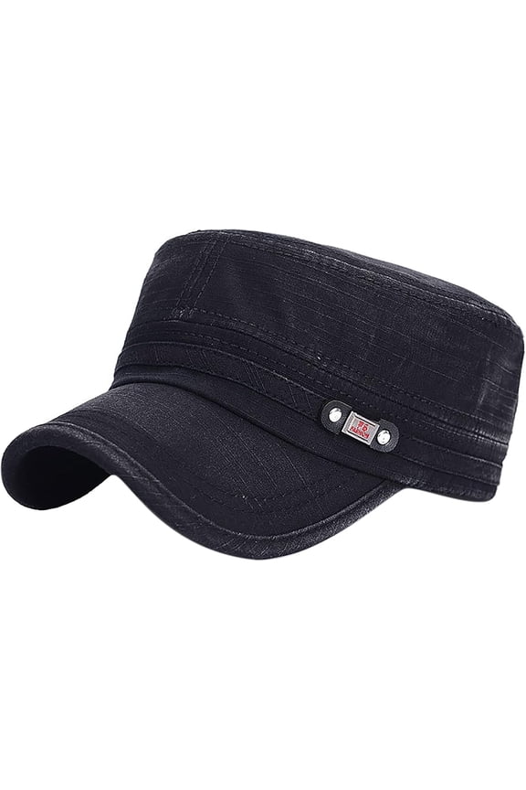 Unisex Cadet Army Cap Adjustable Flat Top Cap Washed Cotton Military Hat Baseball Cap