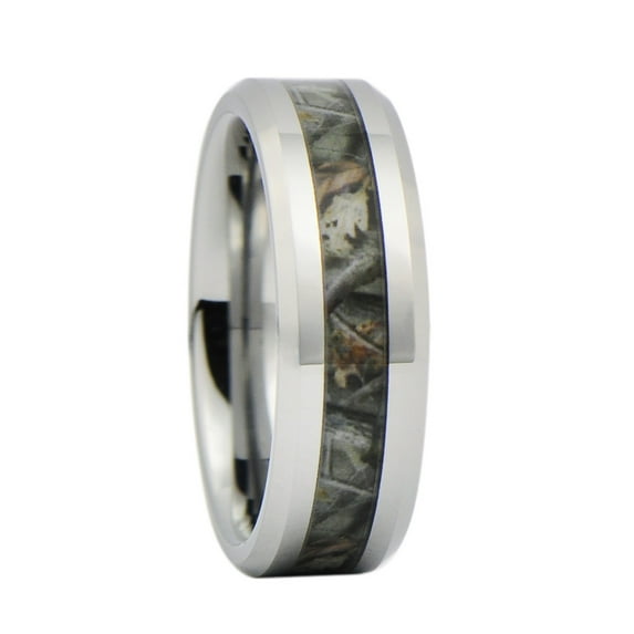 Unisex Camo Hunting Brown/Green Camouflage 7mm Tungsten Wedding Band Ring