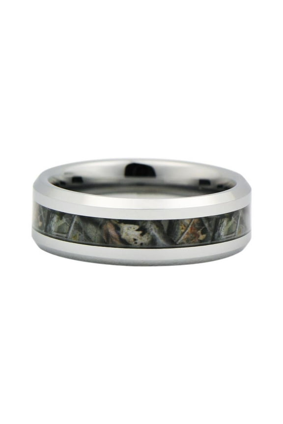 Unisex Camo Hunting Brown/Green Camouflage 7mm Tungsten Wedding Band Ring
