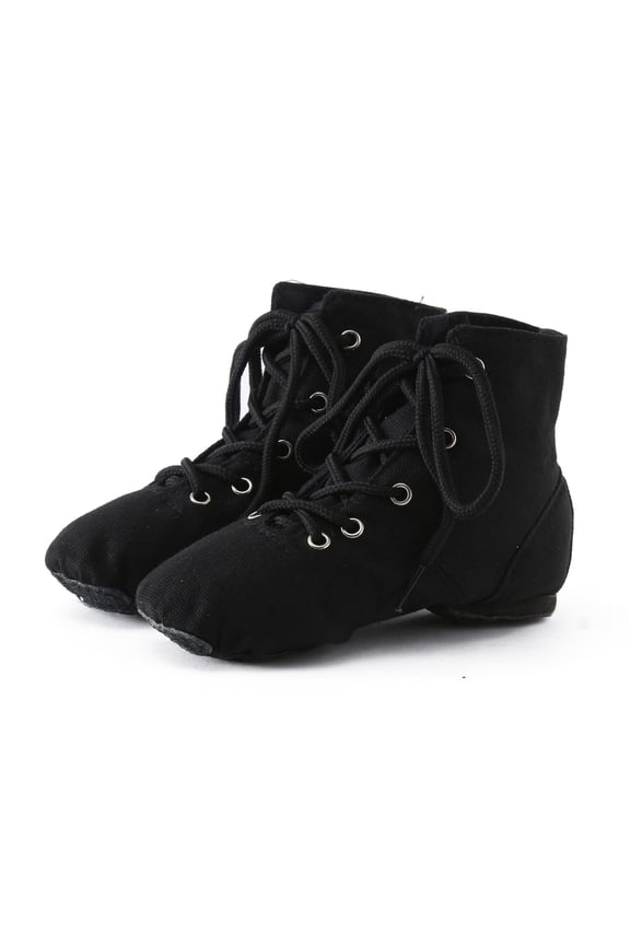 Unisex Canvas Dance Boots, Lace-up High-top Split-sole Shoes for Kids and Adults Training Black 43