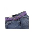thumbnail image 1 of Unisex Canvas Double Grommet Holes Belt with Metal Buckle 2-Row Studded Belts, 1 of 1