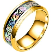 KASAKI Unisex Carbide Fiber Celtic Dragon Spinner Ring Stainless Steel Wedding Spins Band