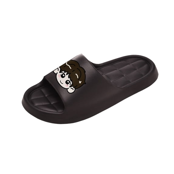 Unisex Cartoon EVA Platform Slide Sandals Mens Womens Comfortable Lightweight Black Beach Pool Outdoor Slippers,Size 7.5-9