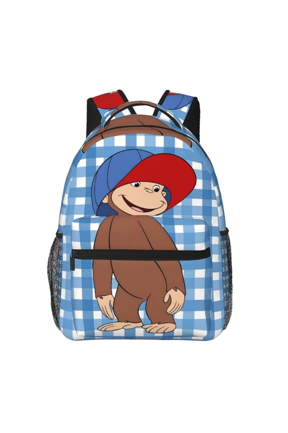 Unisex Cartoon Light Weight Bookbag Schoolbag Daypack Gift George Hat Casual Backpack