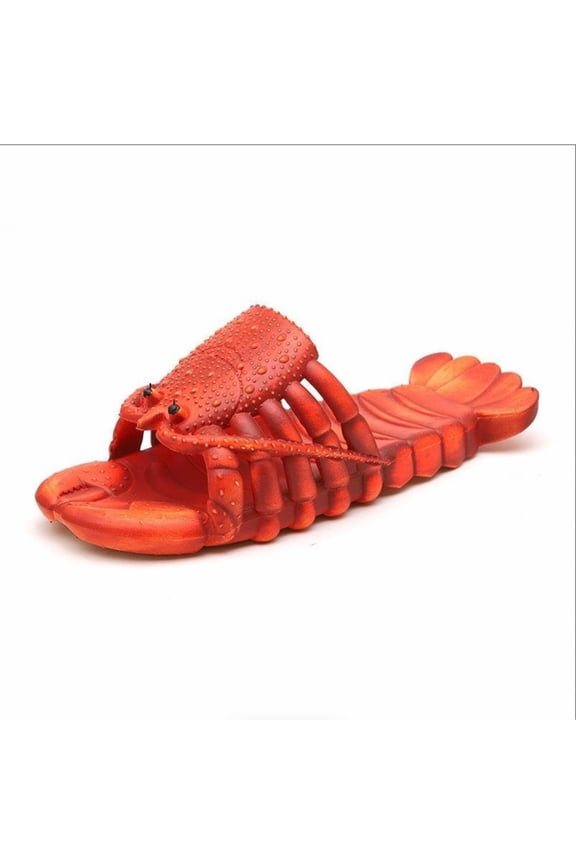 Unisex Cartoon Lobster Slide Sandals Funny Open Toe Non Slip Beach Shower Slippers