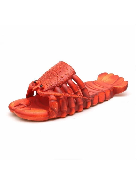 Unisex Cartoon Lobster Slide Sandals Funny Open Toe Non Slip Beach Shower Slippers