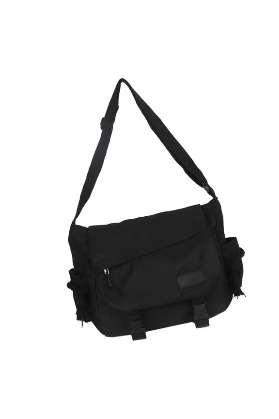 Unisex Casual Color Shoulder Handbag for School Travel Nylon Crossbody Bag Buckled Large Capacity Messengers Bag