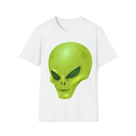 Unisex Casual Comfort Alien Snapshot Print Ribbed Collar Cotton T-Shirt