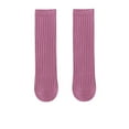 thumbnail image 1 of Unisex Casual Crew Socks for Kids Toddler Boys Girls Solid Color Everyday Wear, 1-12 Years, Hot Pink, 1 of 4