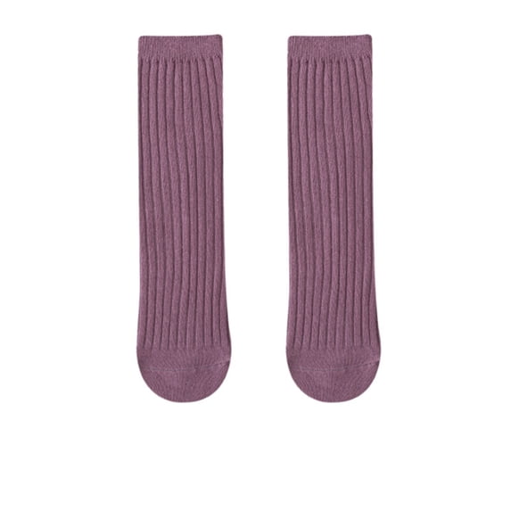 Unisex Casual Crew Socks for Kids Toddler Boys Girls Solid Color Everyday Wear, 1-12 Years, Purple