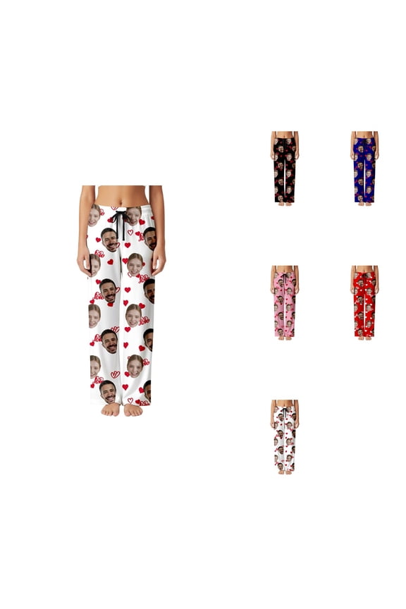 Unisex Casual Pants with Elastic Waist, Soft Comfortable Valentine's Day Pajama Pants for Men Women, Funny Matching Couples Plaid Christmas PJ Pants